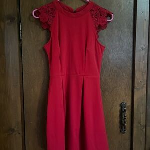 Speechless Red Lace Cap Sleeve Mini Dress